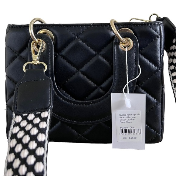 Quilted leather handbag / shoulder bag with twilly - Picture 4 of 5